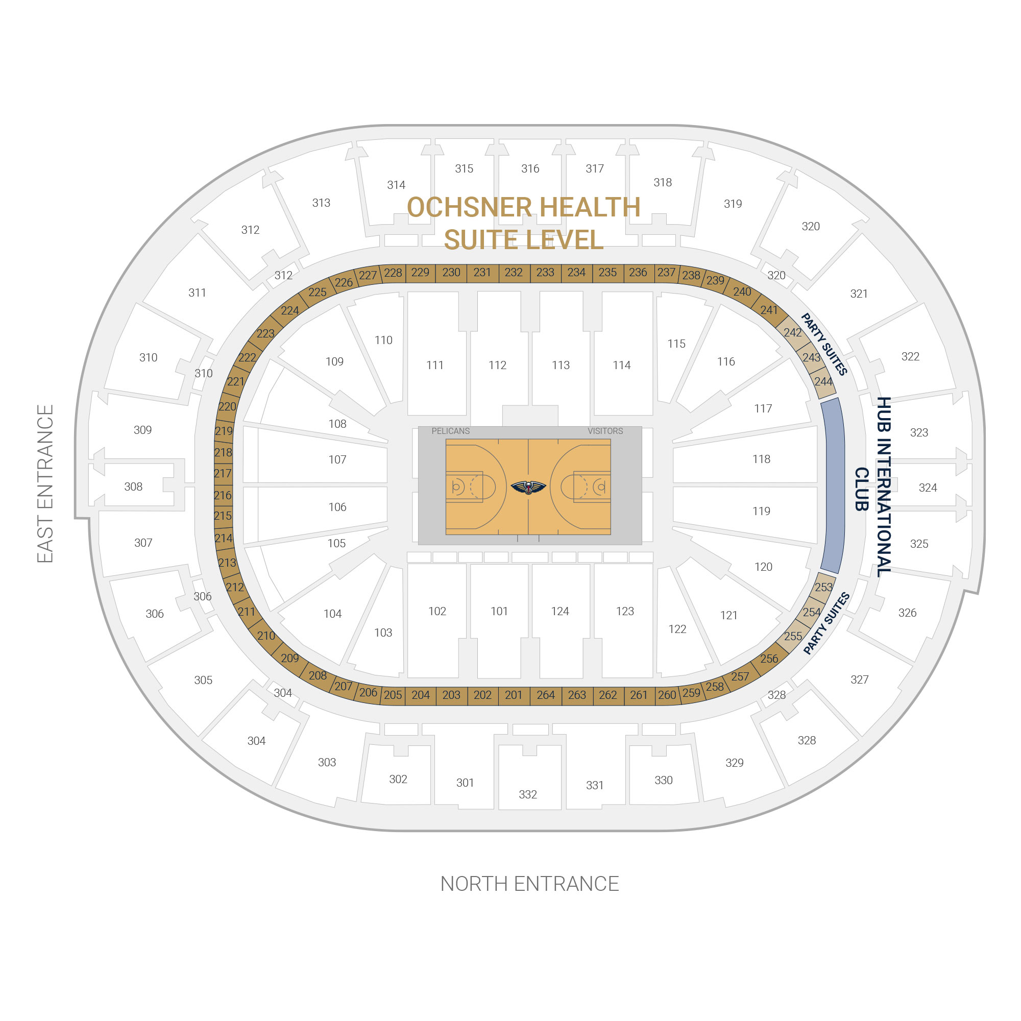 Smoothie King Center Suite Map and Seating Chart